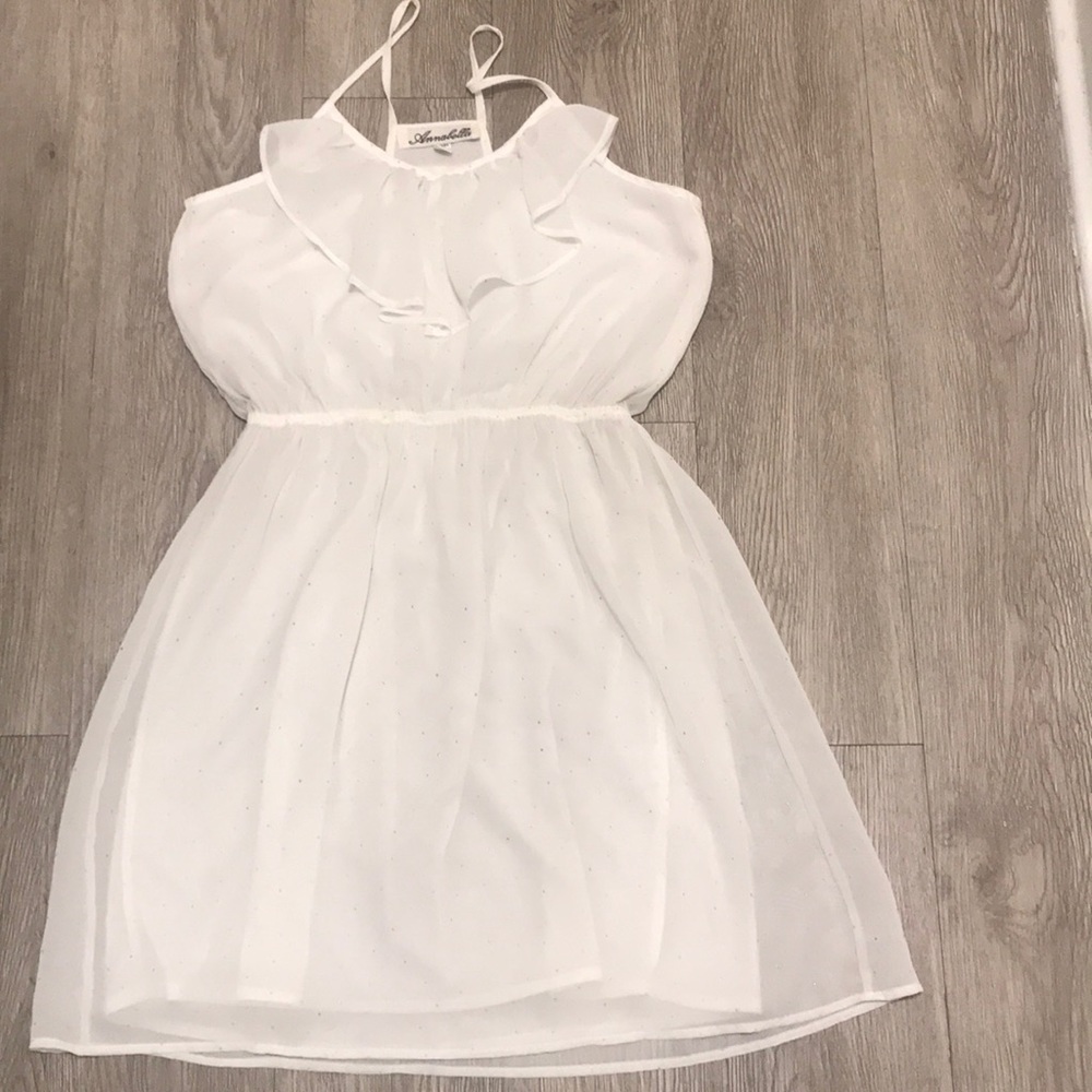 White and gold short summer dress, lined